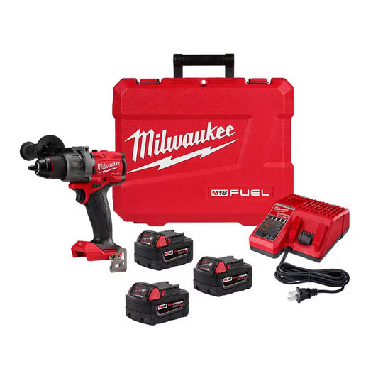 M18 FUEL 18V Lithium-Ion Brushless Cordless 1/2 In. Drill/Driver Kit with (3) 5.0Ah Batteries, Charger and Hard Case