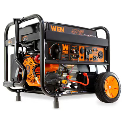 4,750-Watt 120V/240V Dual Fuel Portable Gas/Propane Generator with Wheel Kit, Electric Start and CO Watchdog