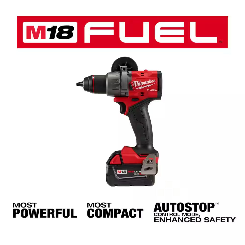 M18 FUEL 18V Lithium-Ion Brushless Cordless 1/2 In. Drill/Driver Kit with (3) 5.0Ah Batteries, Charger and Hard Case
