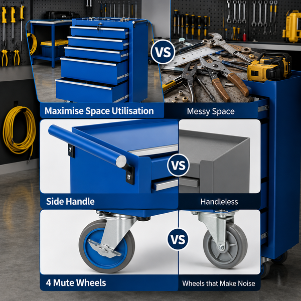 5-Drawer Rolling Tool Chest with Locking Cabinet, Metal Tool Storage Cart on Wheels for Garage & Workshop