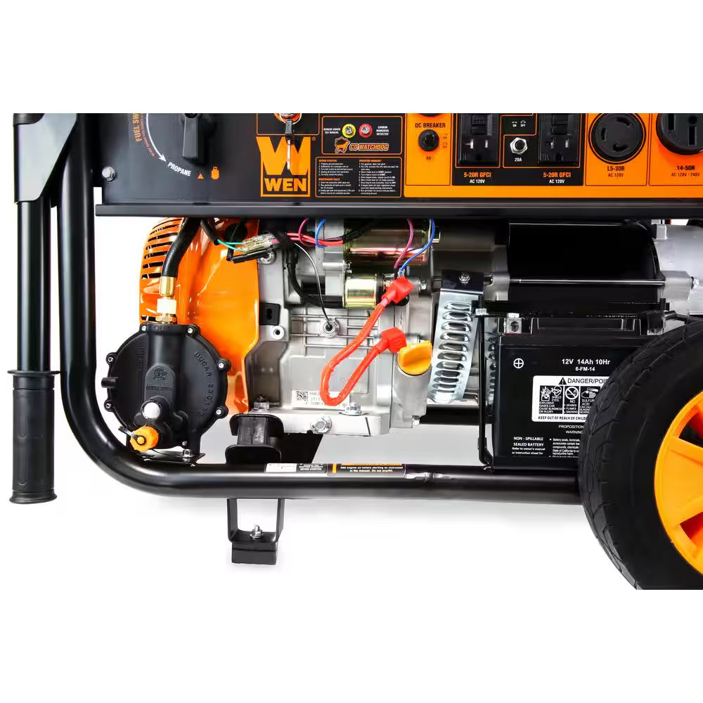 11,000-Watt 120V/240V Dual Fuel Portable Gas/Propane Generator with Wheel Kit, Electric Start and CO Watchdog