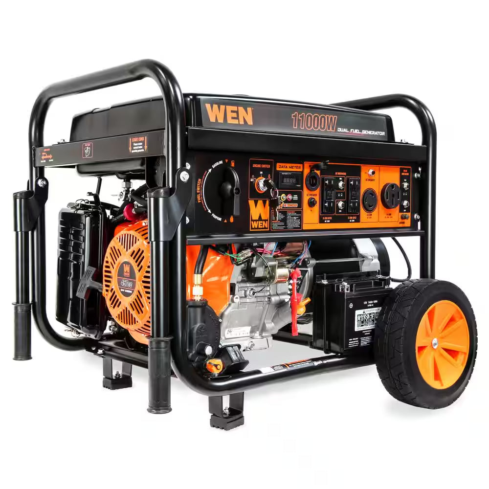 11,000-Watt 120V/240V Dual Fuel Portable Gas/Propane Generator with Wheel Kit, Electric Start and CO Watchdog