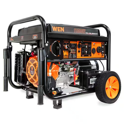 11,000-Watt 120V/240V Dual Fuel Portable Gas/Propane Generator with Wheel Kit, Electric Start and CO Watchdog