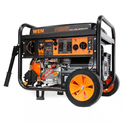 11,000-Watt 120V/240V Dual Fuel Portable Gas/Propane Generator with Wheel Kit, Electric Start and CO Watchdog