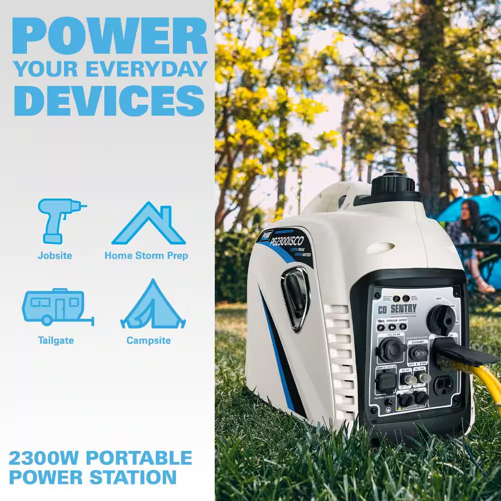 2,300-Watt/1,800-Watt Recoil Start Super Quiet Gasoline Powered Portable Inverter Generator with Advanced CO Shutoff