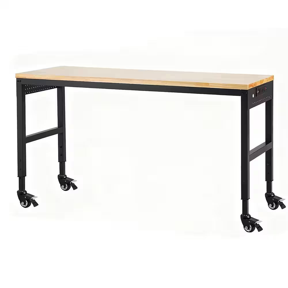 72 In. X 25 In. Adjustable Workbench 2000 Lbs. Load Capacity, Height 29.5 In. -38.4 In. Solid Wood Top Carbon Steel Legs