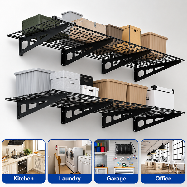 2-Pack 6FT Garage Wall Shelves, 72 x 24 in Heavy-Duty Metal Storage Shelving, 800 lb Capacity for Shop & Shed