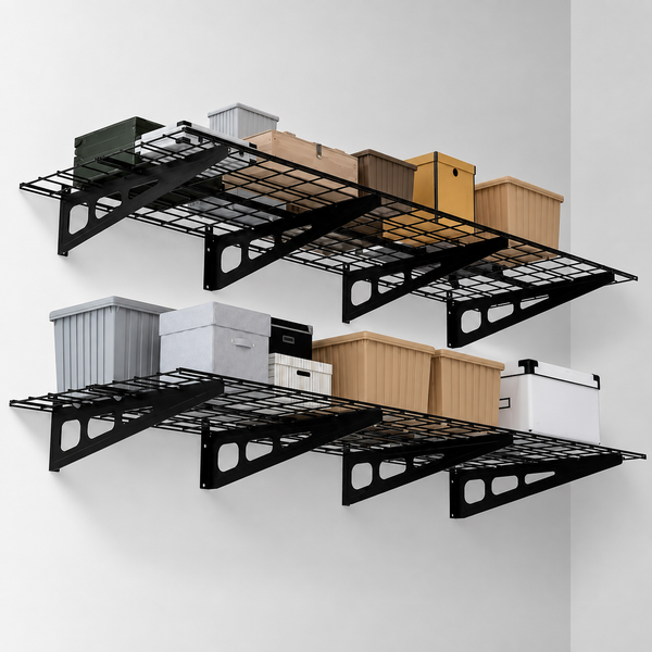 2-Pack 6FT Garage Wall Shelves, 72 x 24 in Heavy-Duty Metal Storage Shelving, 800 lb Capacity for Shop & Shed