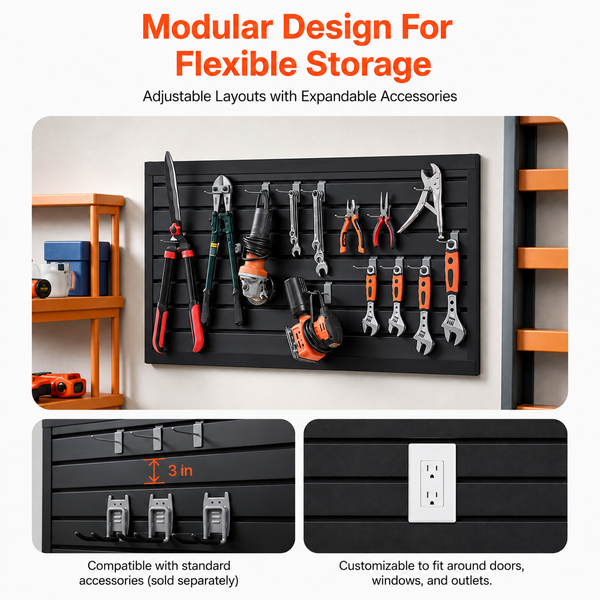 PVC Slatwall Paneling, 8/16/32 Sq. Ft. Garage Storage Wall Panels, 2/4/8 x 4 Ft., Easy DIY Installation
