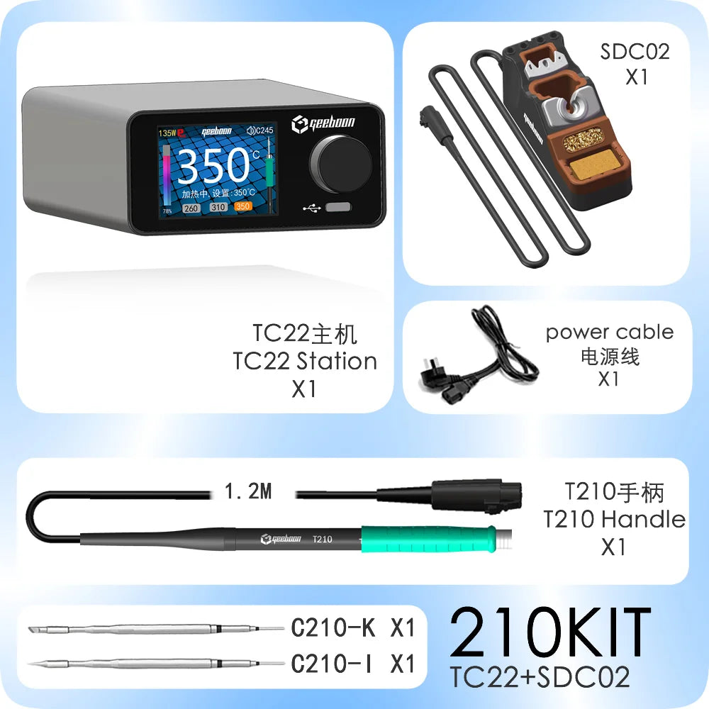 GEEBOON 220W TC22 Soldering Station with Color Curve Display, Compatible with 115/210/245/T12 Tips