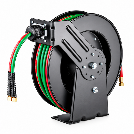 Retractable Welding Hose Reel, 1/4 in. x 50 ft. Twin Oxygen Acetylene Hose, 300 PSI T-Grade