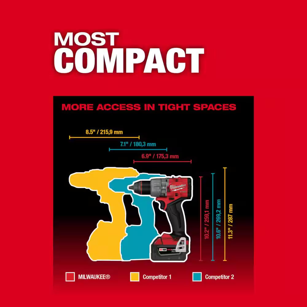 M18 FUEL 18V Lithium-Ion Brushless Cordless 1/2 In. Drill/Driver Kit with (3) 5.0Ah Batteries, Charger and Hard Case