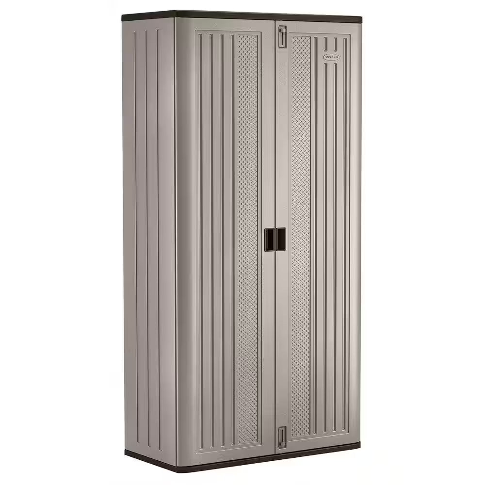 Plastic Freestanding Garage Cabinet in Platinum (40 In. W X 80 In. H X 20 In. D)