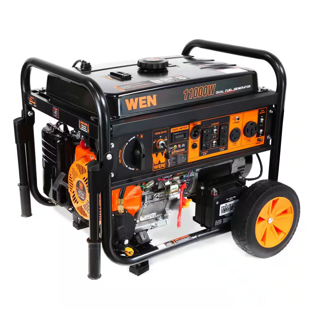 11,000-Watt 120V/240V Dual Fuel Portable Gas/Propane Generator with Wheel Kit, Electric Start and CO Watchdog