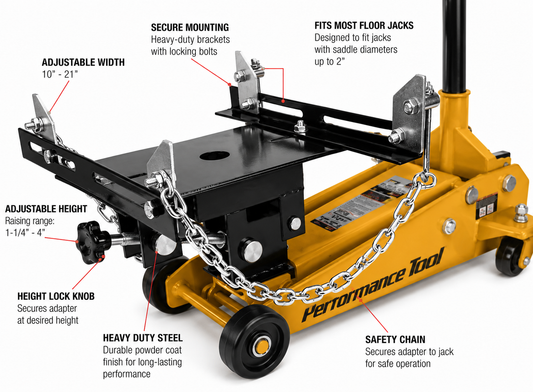 1/2 ton high capacity OMT transmission floor jack adapter